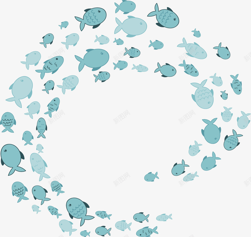 绿色漩涡卡通鱼群矢量图ai免抠素材_新图网 https://ixintu.com 海洋 海洋鱼群 漩涡鱼群 矢量png 绿色鱼群 鱼群 矢量图