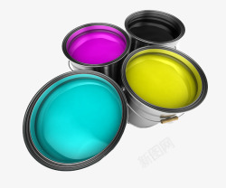 多种颜色油漆的油漆桶素材