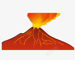 手绘火山喷发素材