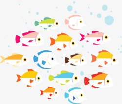 彩色卡通海洋鱼群矢量图素材