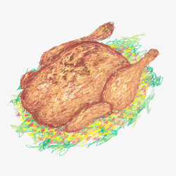 烤鸡绘画素材
