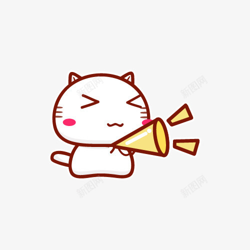 拿喇叭的猫png免抠素材_新图网 https://ixintu.com 小猫 手绘画 矢量装饰 装饰 装饰画