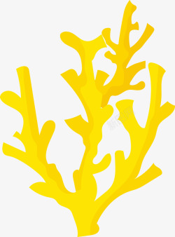 黄色珊瑚树手绘海洋动植物黄色珊瑚树素矢量图高清图片
