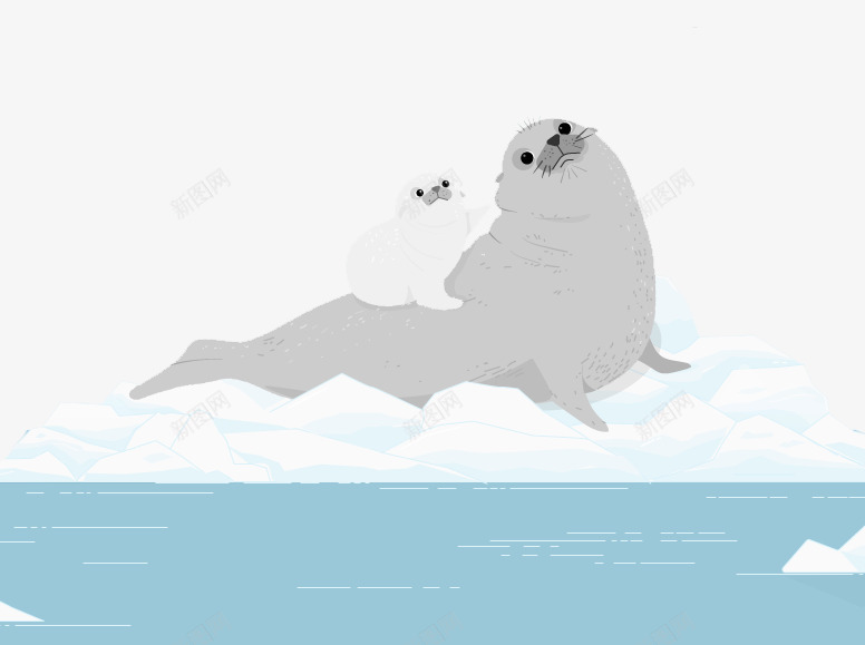 海豹png免抠素材_新图网 https://ixintu.com 图外创意素材 大海 海洋生物 海豹 矢量插图