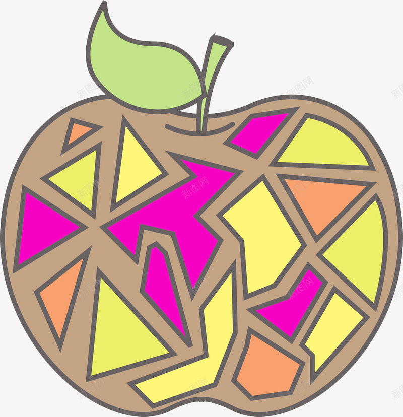 拼色苹果png免抠素材_新图网 https://ixintu.com 创意拼色苹果 创意苹果 印花图案