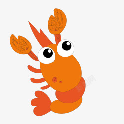 橙色龙虾卡通海洋动物矢量图高清图片