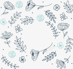 深蓝花藤深蓝色手绘植物高清图片