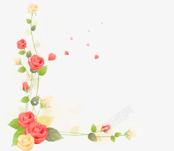 手绘彩色花朵花藤装饰图案素材
