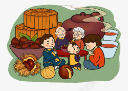枣泥板栗月饼中秋插画高清图片