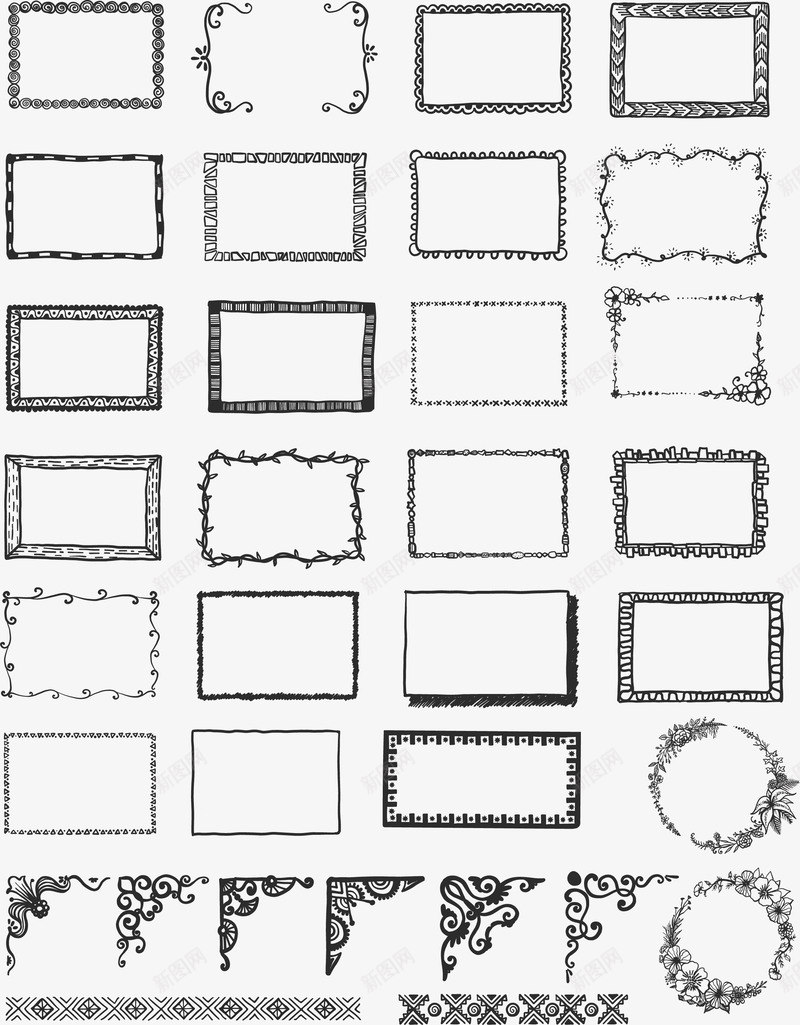 手绘涂鸦边框png免抠素材_新图网 https://ixintu.com 信件边框 手绘边框 树藤边框 涂鸦边框 花纹边框