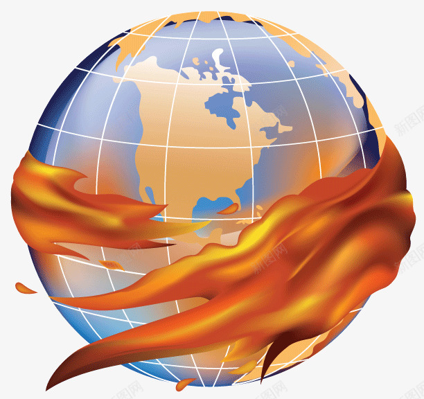 被火焰环绕的水晶地球图标png_新图网 https://ixintu.com 矢量地球水晶地球火焰火烈火