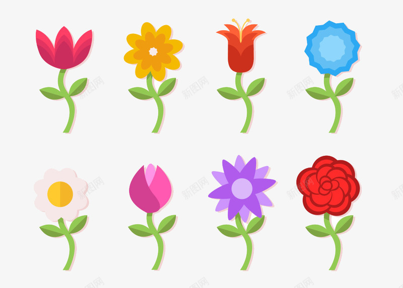 五颜六色的可爱花朵png免抠素材_新图网 https://ixintu.com 可爱 色彩 花朵素材