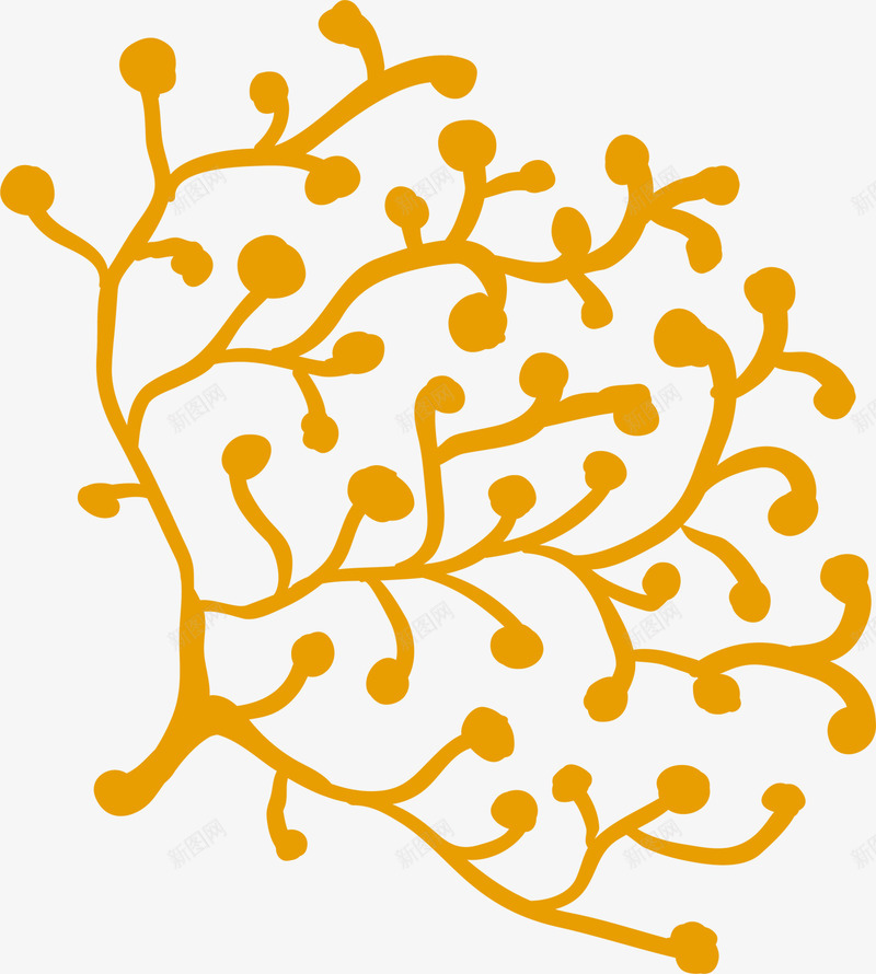 黄色简约植物png免抠素材_新图网 https://ixintu.com 清新藤蔓 简约枝条 线条植物 花藤 装饰图案 黄色植物