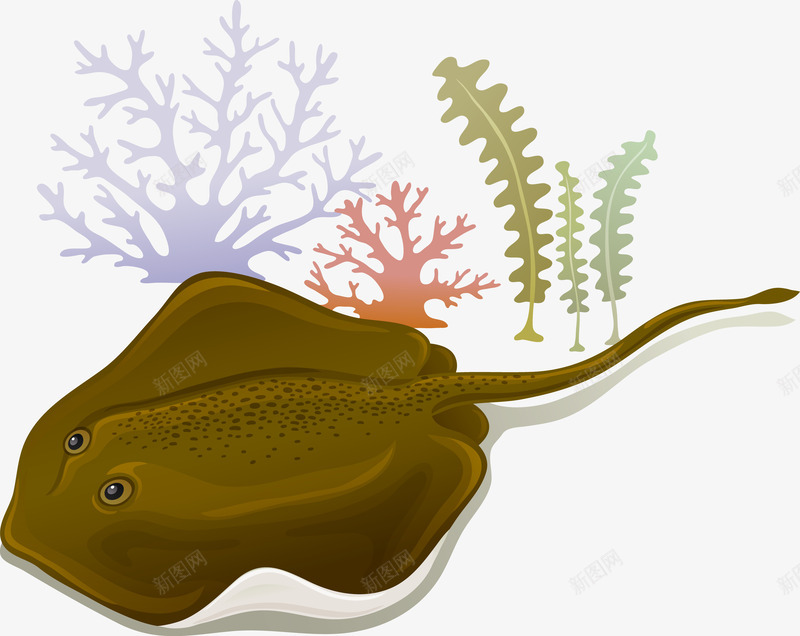 卡通鳐鱼矢量图ai免抠素材_新图网 https://ixintu.com 卡通 棕色 海洋生物 鳐鱼 矢量图