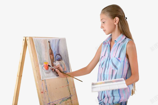 给画上色的女孩png免抠素材_新图网 https://ixintu.com 上色 书画比赛 作画 创意 勾勒 手绘 描绘 涂抹 画图 画画 素描 纸笔 绘出 绘图 绘画 色彩应用