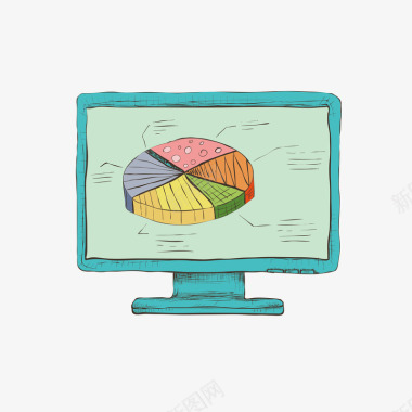 手绘电脑分析图标矢量图图标