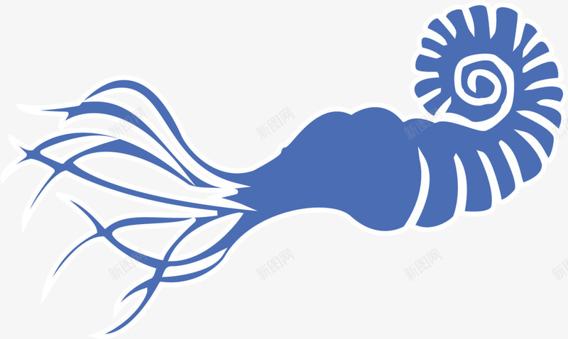 蓝色扁平大海鹦鹉螺png免抠素材_新图网 https://ixintu.com 6月8号 世界海洋日 大海 自然 蓝色海螺 鹦鹉螺