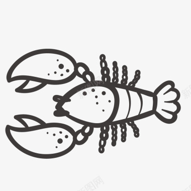 卡通黑色的小龙虾绘画图标图标