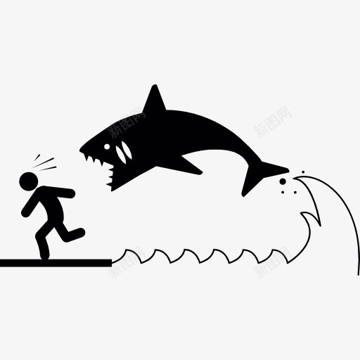 鲨鱼攻击图标png_新图网 https://ixintu.com 人 动物 海洋 鱼的掠食者 鲨鱼
