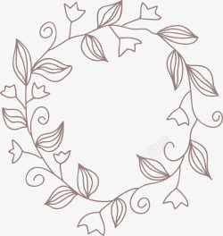 藤蔓标志咖啡色线条花圈高清图片