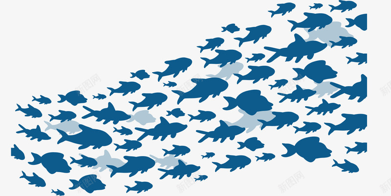 深蓝色海洋中的鱼群矢量图ai免抠素材_新图网 https://ixintu.com 一群鱼 海洋 海洋生物 矢量png 蓝色鱼群 鱼群 矢量图