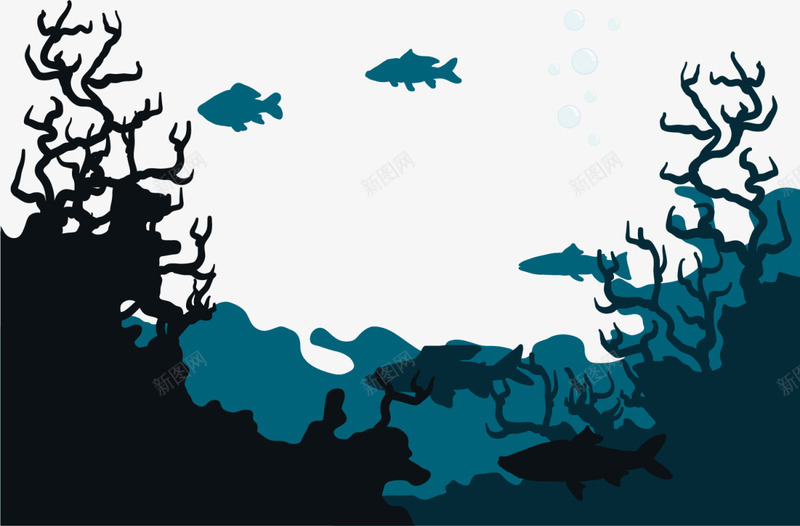 蓝色扁平海底鱼群png免抠素材_新图网 https://ixintu.com 6月8号 世界海洋日 大海 海底 珊瑚 自然 鱼群