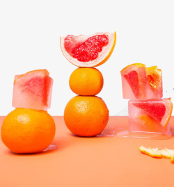橙子冰块素材