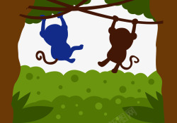 绿树丛林林中猴子高清图片