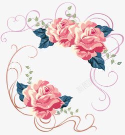 粉色玫瑰花卉插画素材