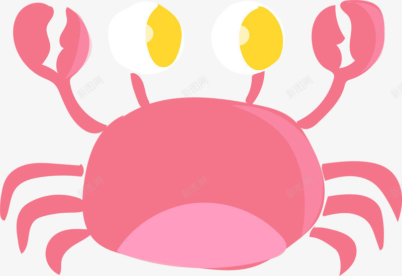 粉色螃蟹装饰矢量图ai免抠素材_新图网 https://ixintu.com 卡通有趣 彩色底纹 手绘图 海洋 矢量图案 螃蟹 矢量图