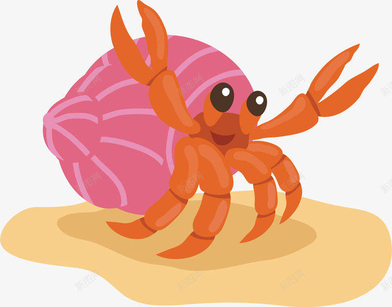 手绘寄居蟹png免抠素材_新图网 https://ixintu.com 动物 卡通 寄居蟹 手绘 海洋 海螺