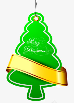 绿色的圣诞树金色彩带素材