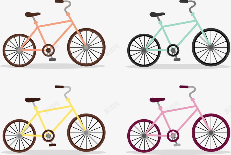 彩色自行车png免抠素材_新图网 https://ixintu.com 色彩 车座 车把 轮胎