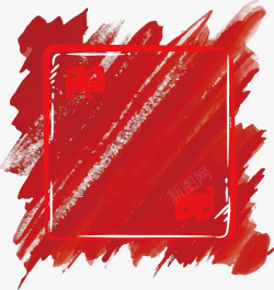 红色水彩笔刷涂鸦边框素材