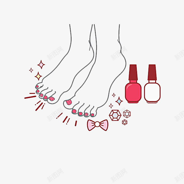 手绘脚和指甲油png免抠素材_新图网 https://ixintu.com 手绘画 手绘脚 指甲油 矢量装饰 脚 装饰