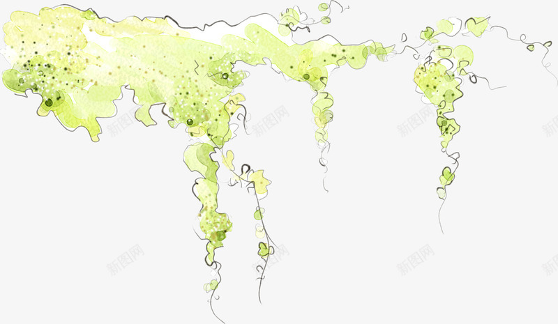 手绘漂亮绿色漫画花藤png免抠素材_新图网 https://ixintu.com 漂亮 漫画 绿色