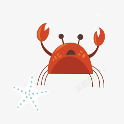 世界海洋日卡通螃蟹矢量图素材