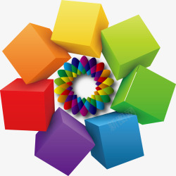 立体色彩方块矢量图素材