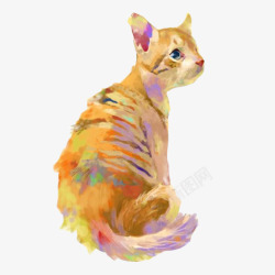 矢量画水粉画手绘色彩小猫片高清图片