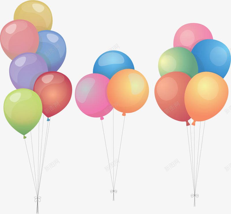 节日派对庆祝气球矢量图ai免抠素材_新图网 https://ixintu.com 彩色气球 气球 气球束 派对气球 矢量png 节日派对 矢量图