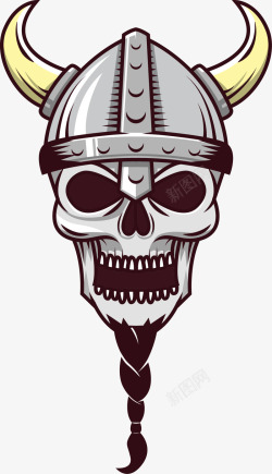 头盔印花手绘牛角头盔骷髅战士高清图片