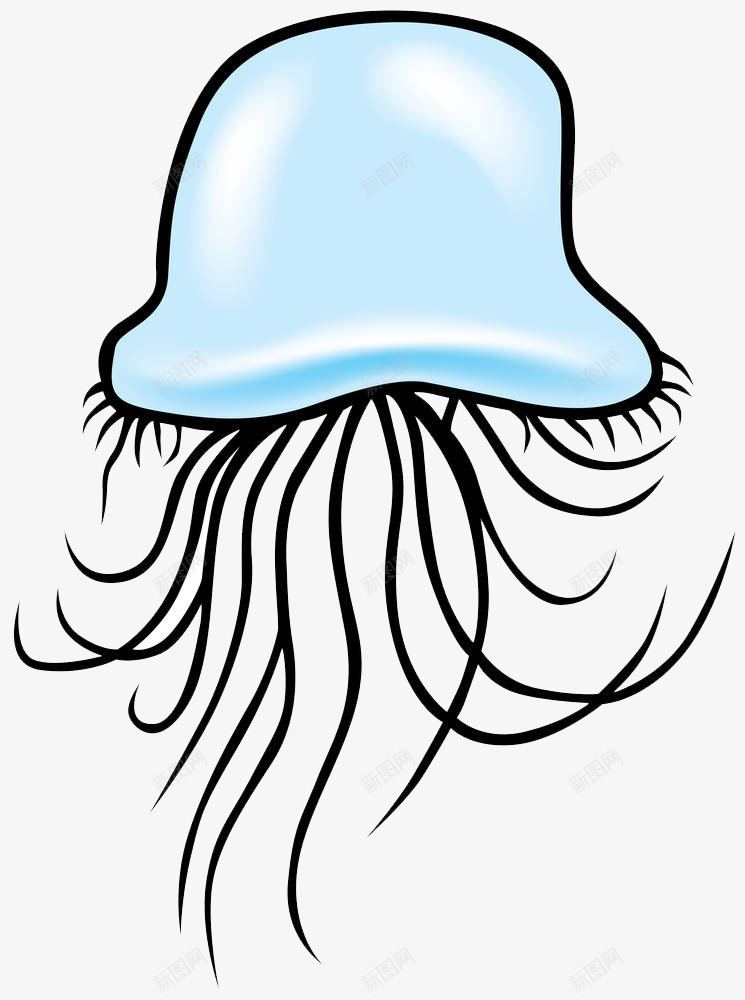手绘蓝色水母png免抠素材_新图网 https://ixintu.com 创意 卡通 手绘 水母 海洋 海洋动物 简笔 简约 红色水母 蓝色