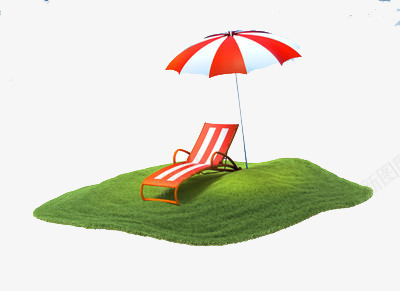 草地上的红白休息椅子png免抠素材_新图网 https://ixintu.com 环保 绿色 色彩 草坪