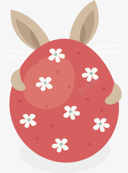 可爱红色兔耳朵彩蛋矢量图素材