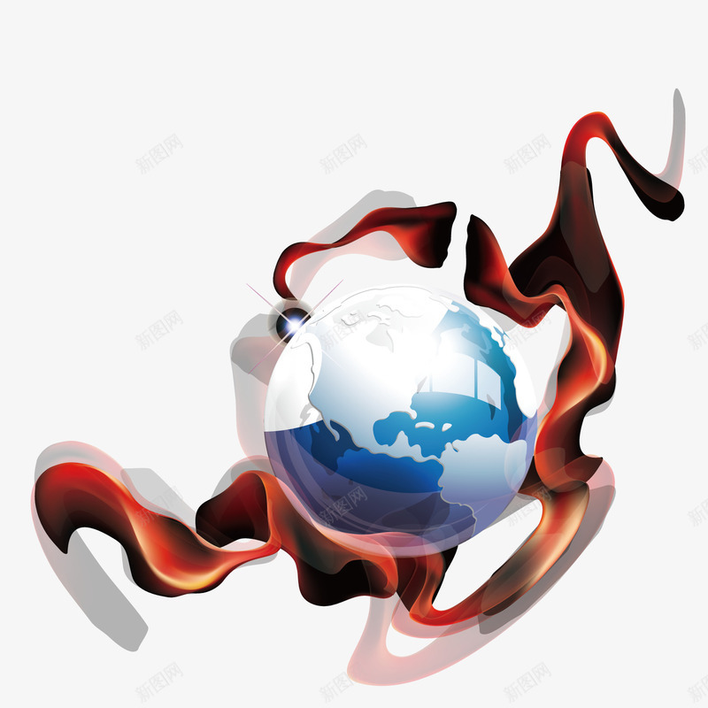 创意性地球png免抠素材_新图网 https://ixintu.com 创意 创意地球 地球 火焰