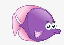 卡通海洋动物紫鱼素材
