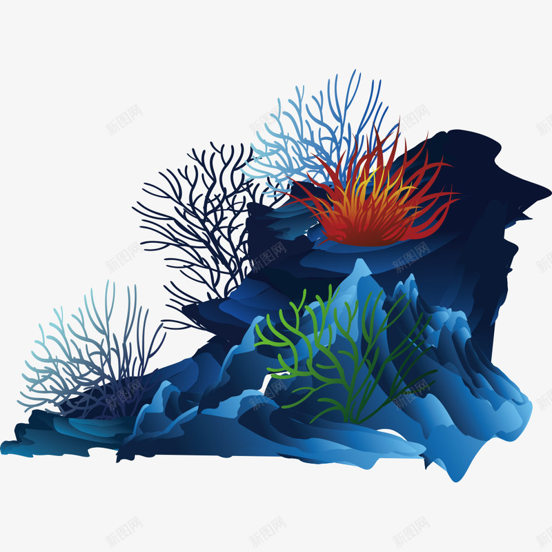 卡通海底珊瑚png免抠素材_新图网 https://ixintu.com 卡通 商户 海底 海底动物 珊瑚海 色彩斑斓