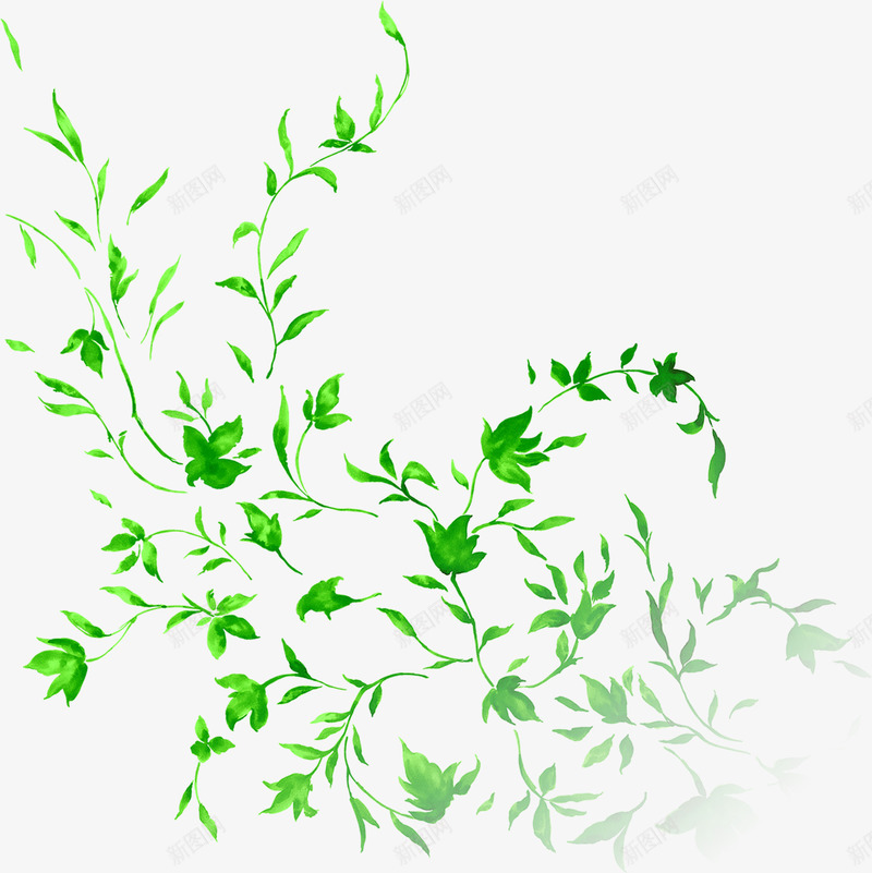 绿色艺术花藤手绘树叶png免抠素材_新图网 https://ixintu.com 树叶 绿色 艺术