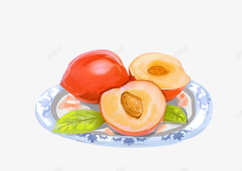 美味的水蜜桃手绘图png免抠素材_新图网 https://ixintu.com 仿真绘画 桃子 水果 水蜜桃 盘子 美味的
