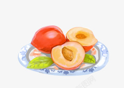美味桃子美味的水蜜桃手绘图高清图片